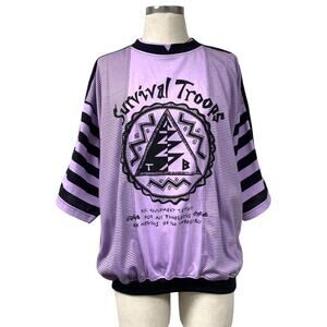 Vintage Street Scenes Size L Short Sleeve Striped Graphic Shirt